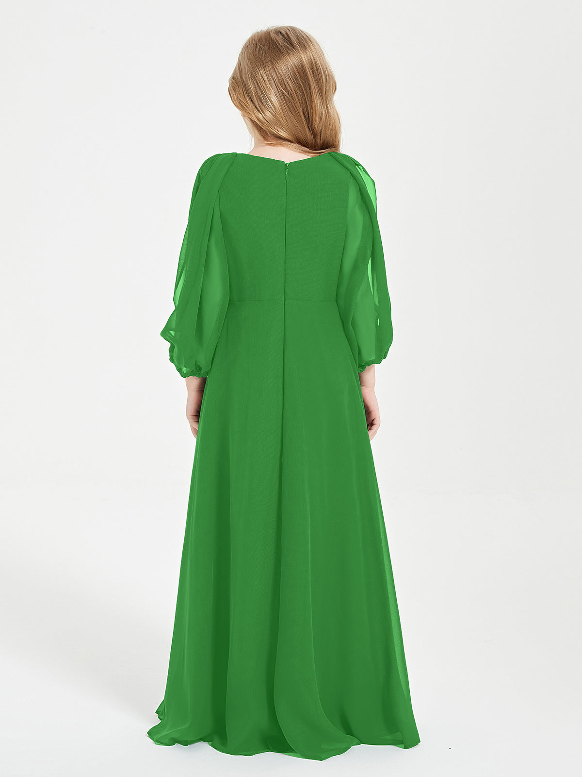 Modest Long Sleeved Junior Bridesmaid Gowns Green